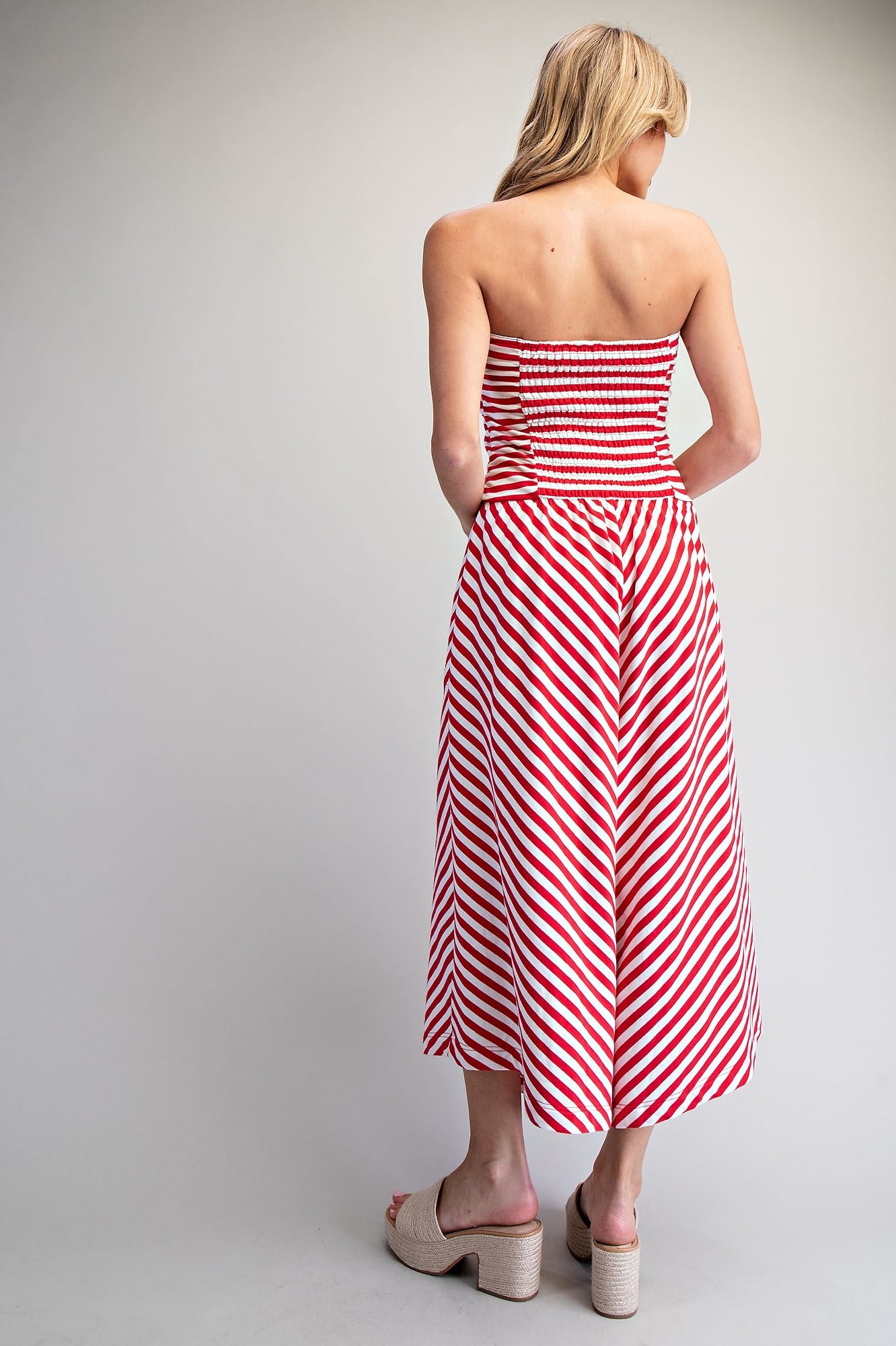 2218 Strapless Striped Jumpsuit