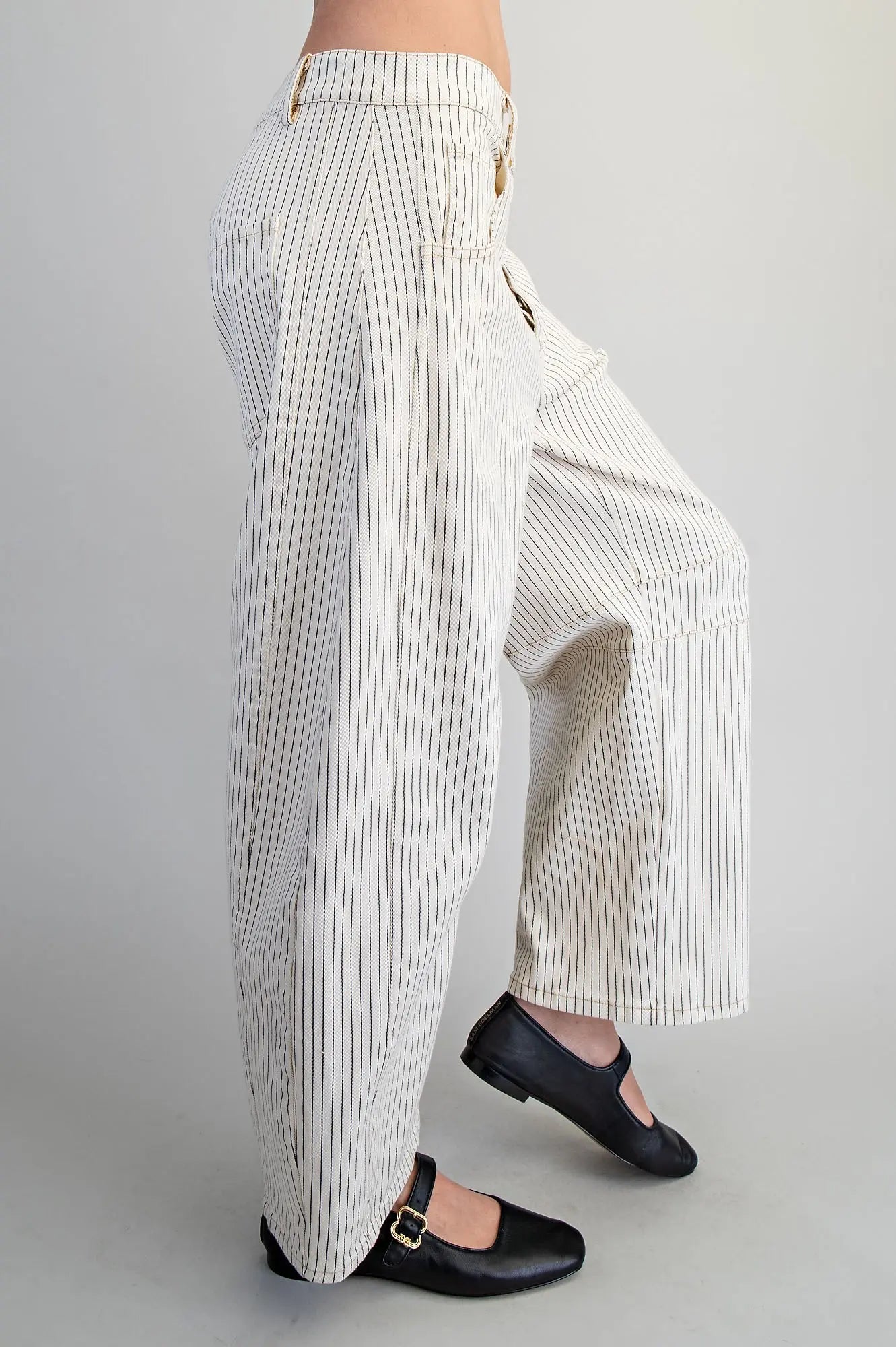 2409 Striped Off White Barrel Pant