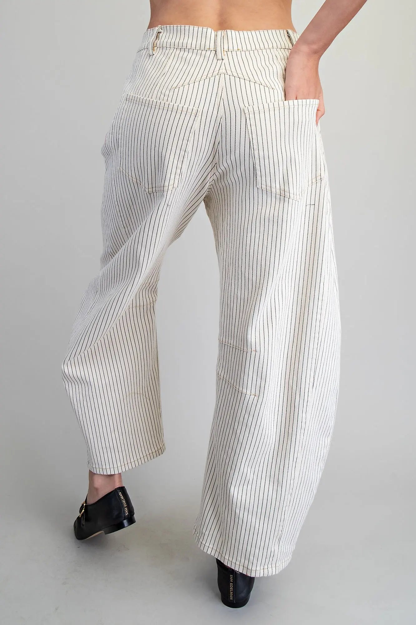 2409 Striped Off White Barrel Pant