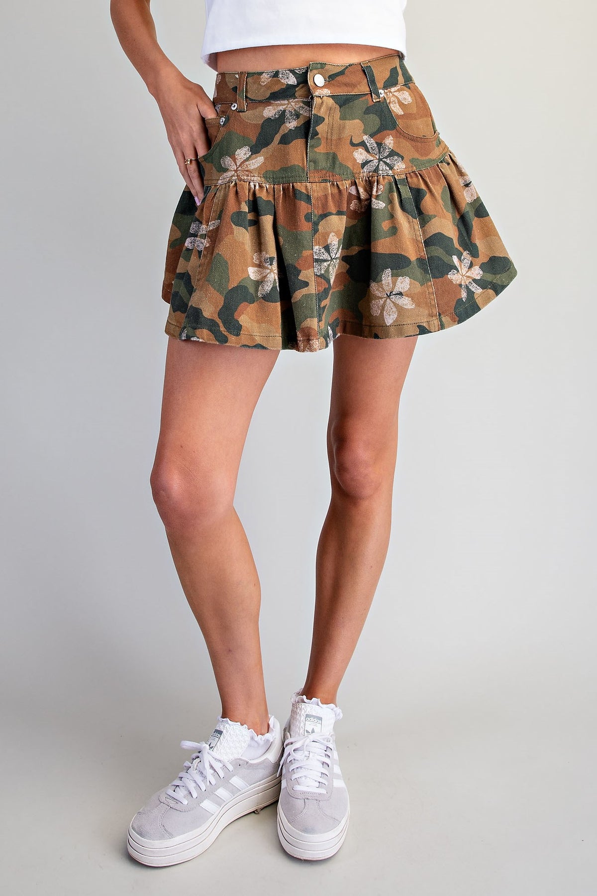 2772 Camo & Flowers Mini Skirt