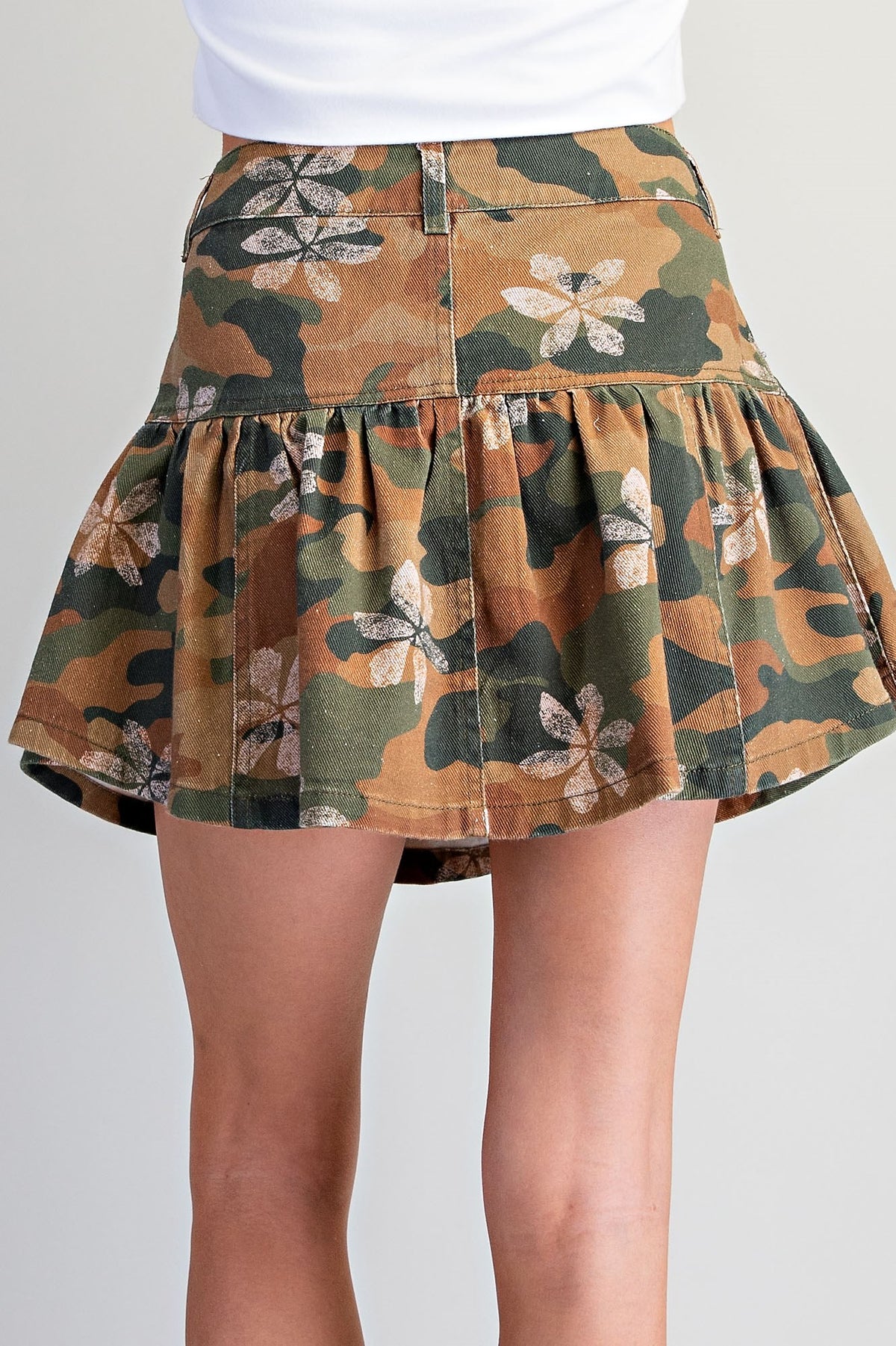2772 Camo & Flowers Mini Skirt