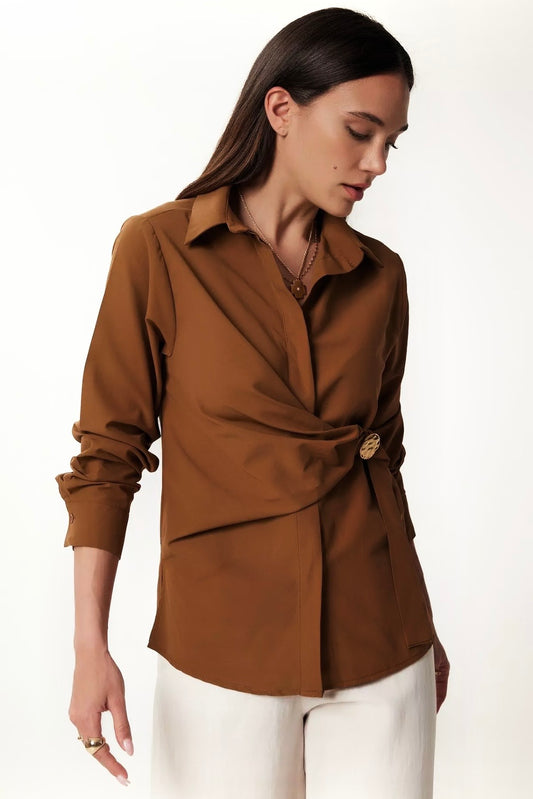 1826 Gold Button Wrap Shirt