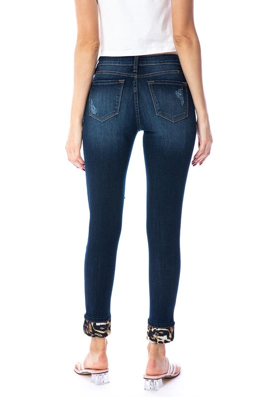 1215 Denim & Animal Print Jogger