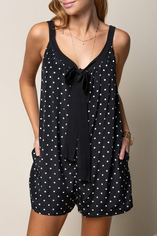 2150 Black Polka Dots Romper