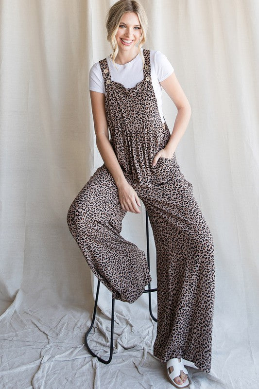 Animal Print Overall Jumpsuit