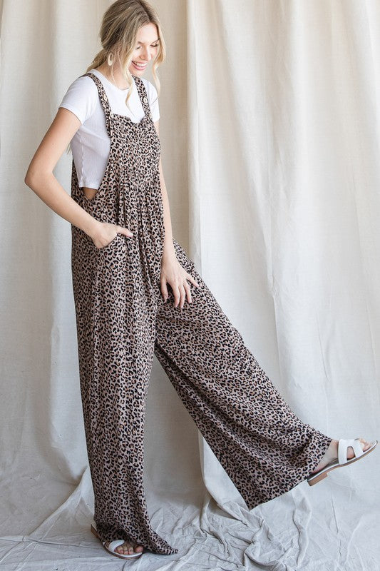 Animal Print Overall Jumpsuit