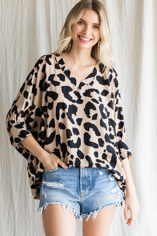 1322 Leopard Tunic 3/4 Top