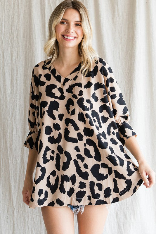1322 Leopard Tunic 3/4 Top