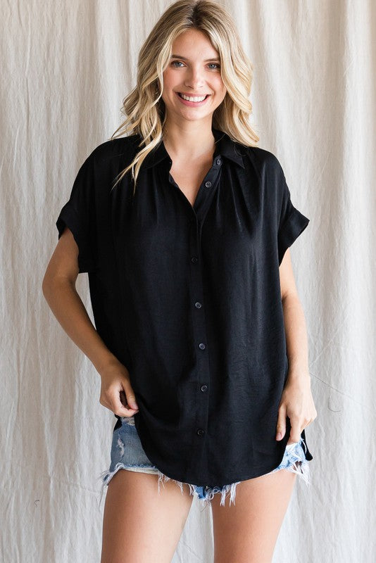 1732 Satin Button Down Shirt