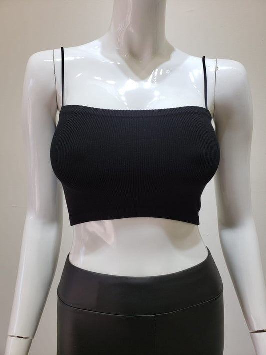 Onesize Ribbed Crop Top with Elastic Straps