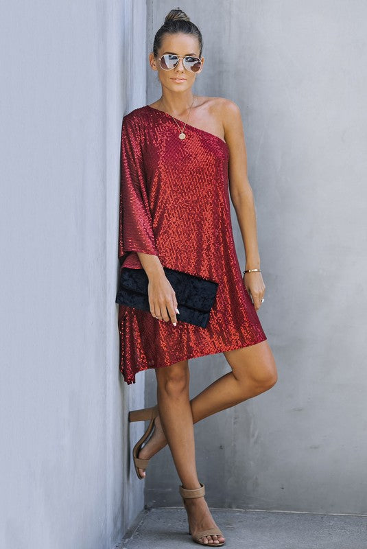 1176 One Shoulder Sequin Dress