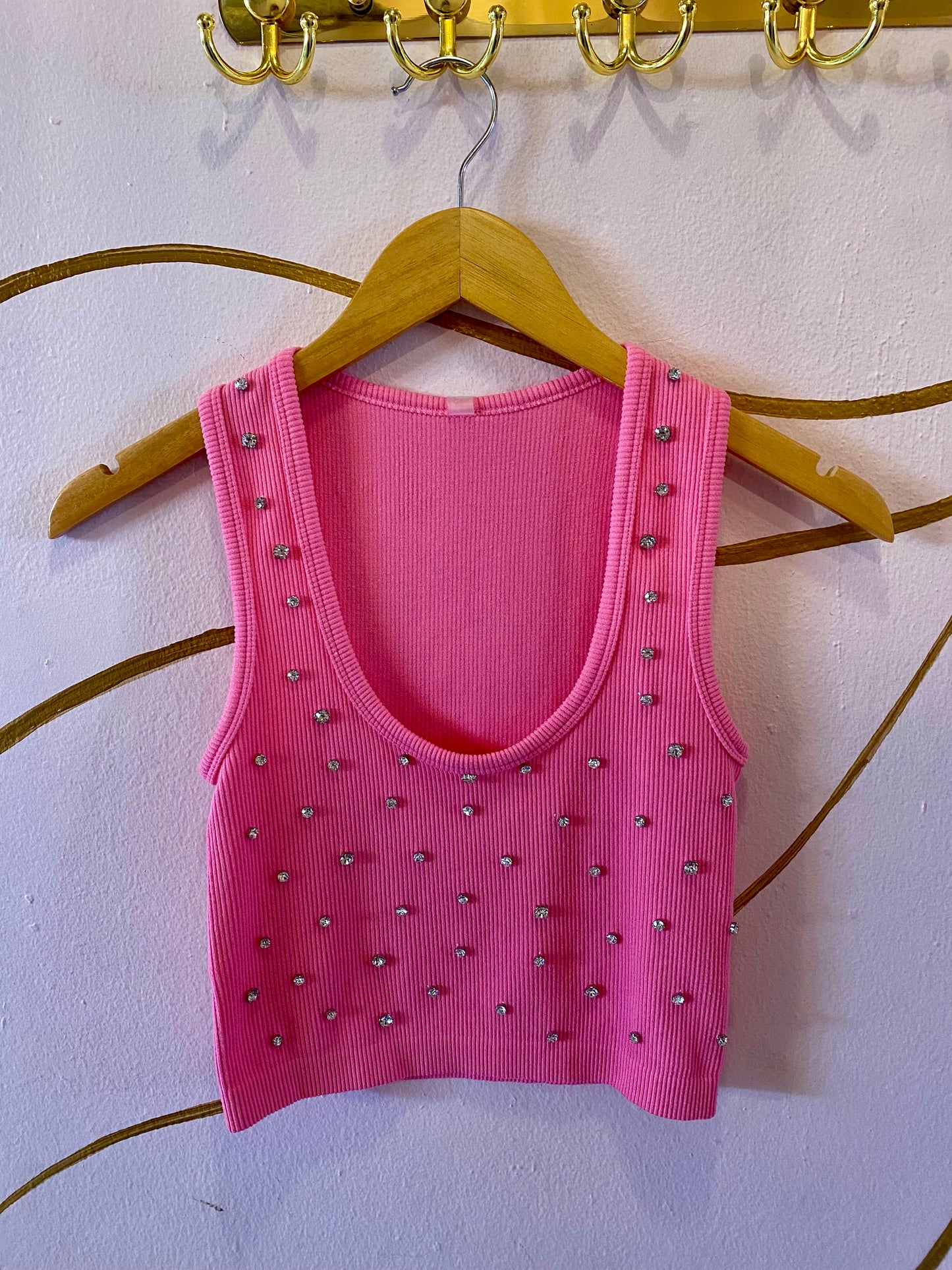 Multi Rhinestones Tank Top