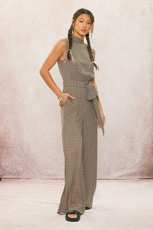 1020 Turtleneck Print Jumpsuit