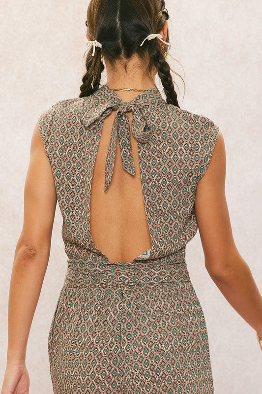 1020 Turtleneck Print Jumpsuit