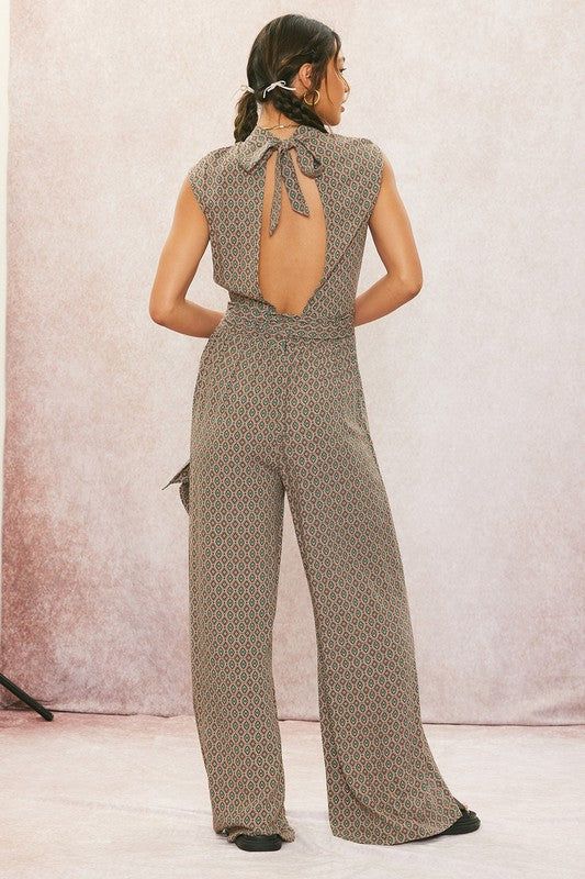 1020 Turtleneck Print Jumpsuit
