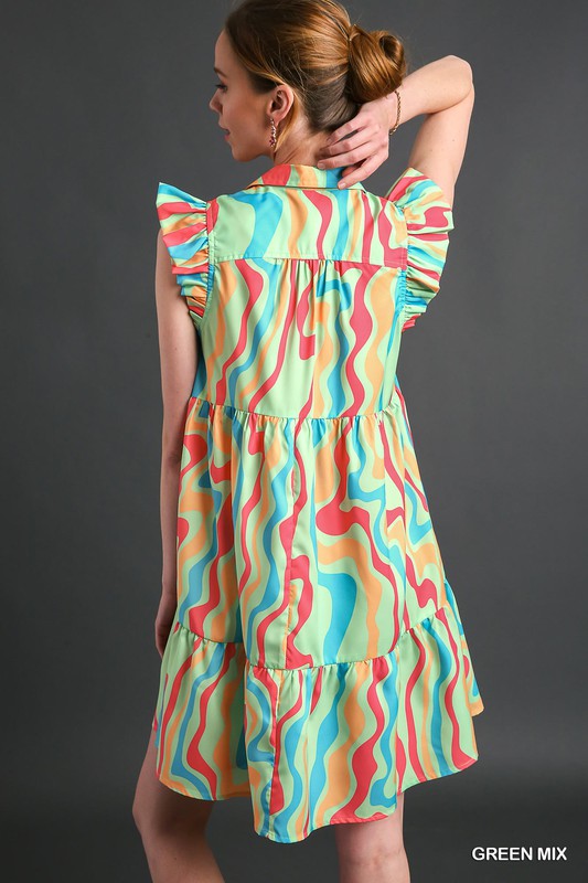 Wave Multi Color Mini Dress