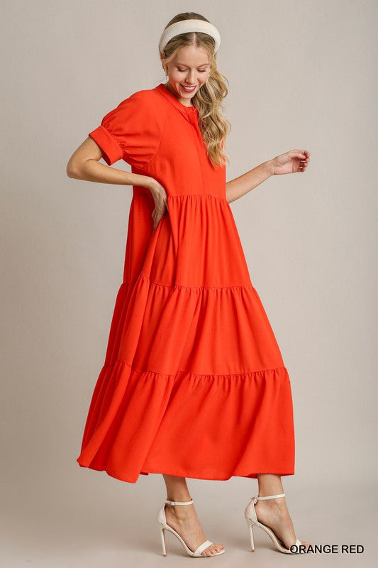 Mandarin Collar Maxi Dress