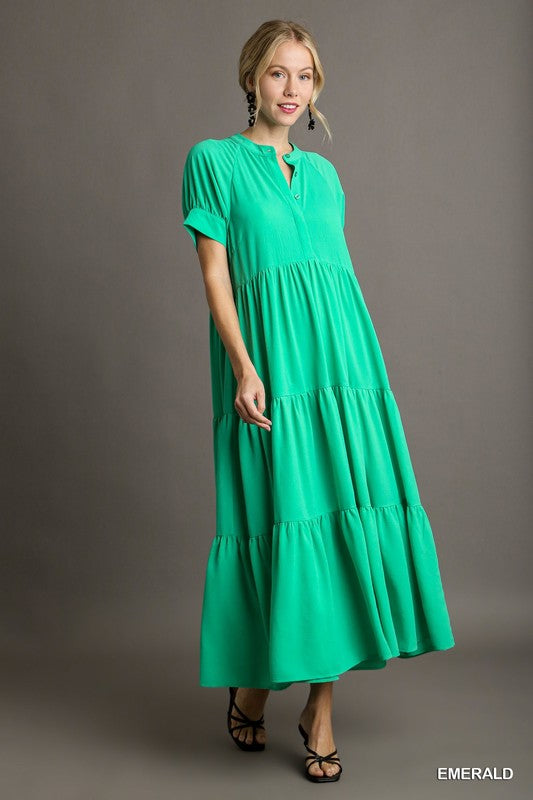 Mandarin Collar Maxi Dress