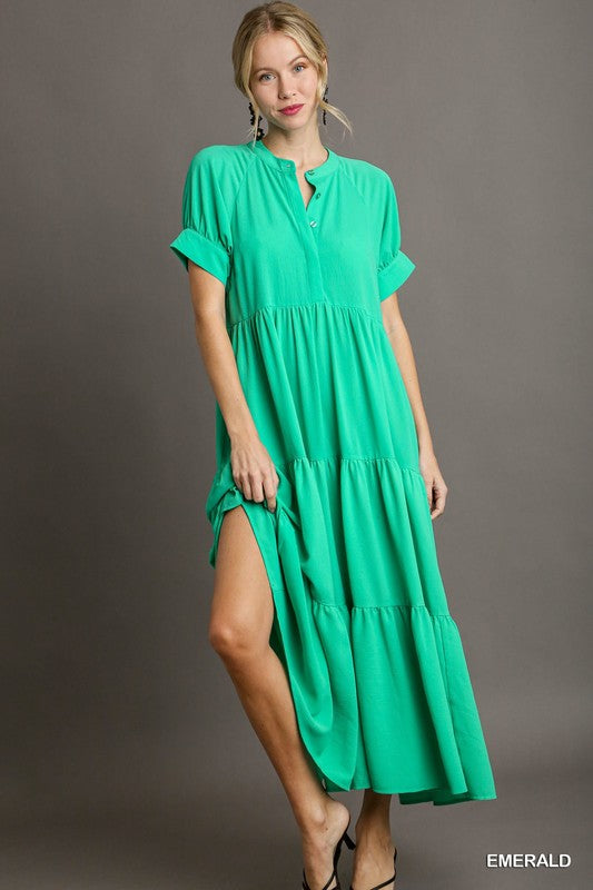 Mandarin Collar Maxi Dress