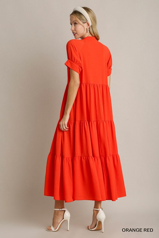 Mandarin Collar Maxi Dress