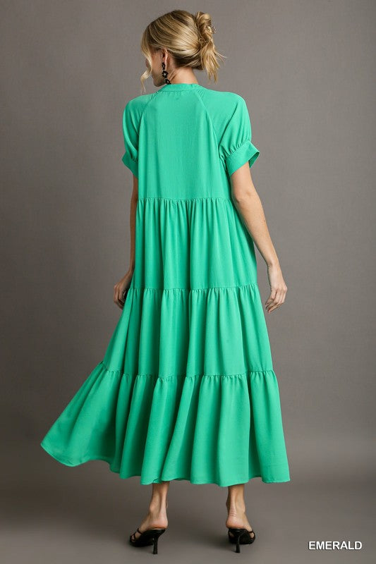 Mandarin Collar Maxi Dress