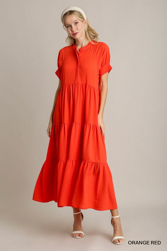 Mandarin Collar Maxi Dress