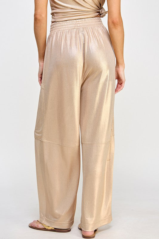 Metallic Gold Jersey Cargo Pant