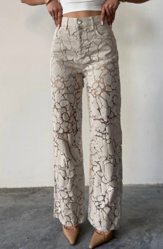 1778 Beige Lace Pant