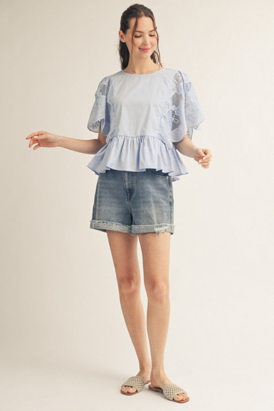 2196 Baby Blue Lace Top