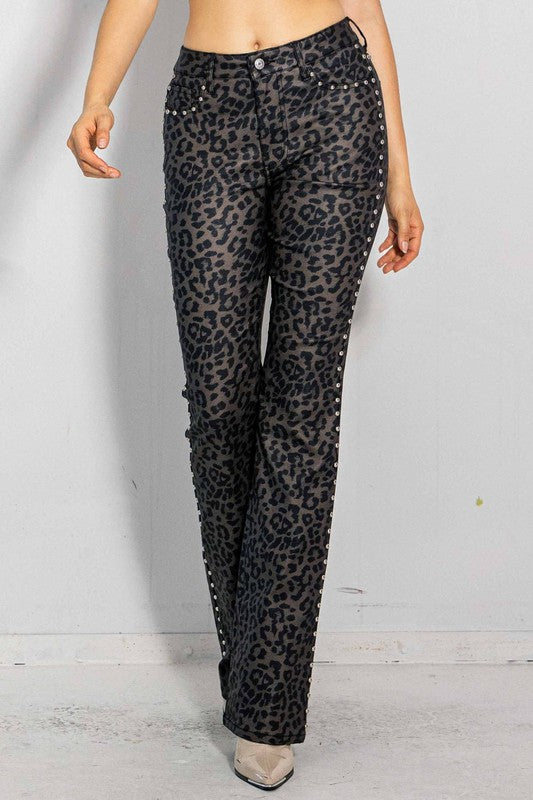 1162 Animal Print Studded Pant