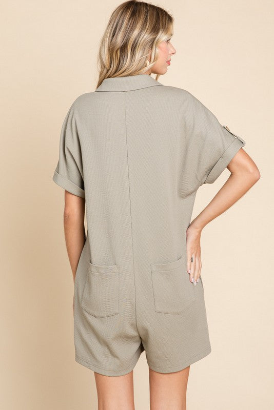 1474 Oversize Button Down Sleeve Romper