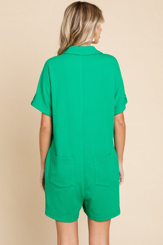 1474 Oversize Button Down Sleeve Romper