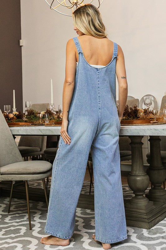 1074 Buttons & Pockets Denim Jumpsuit