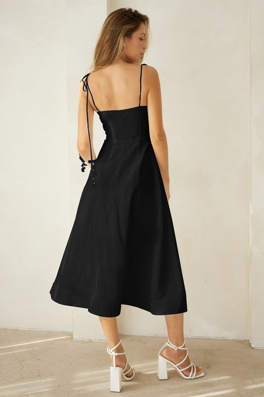 1762 Corset Black Midi Dress