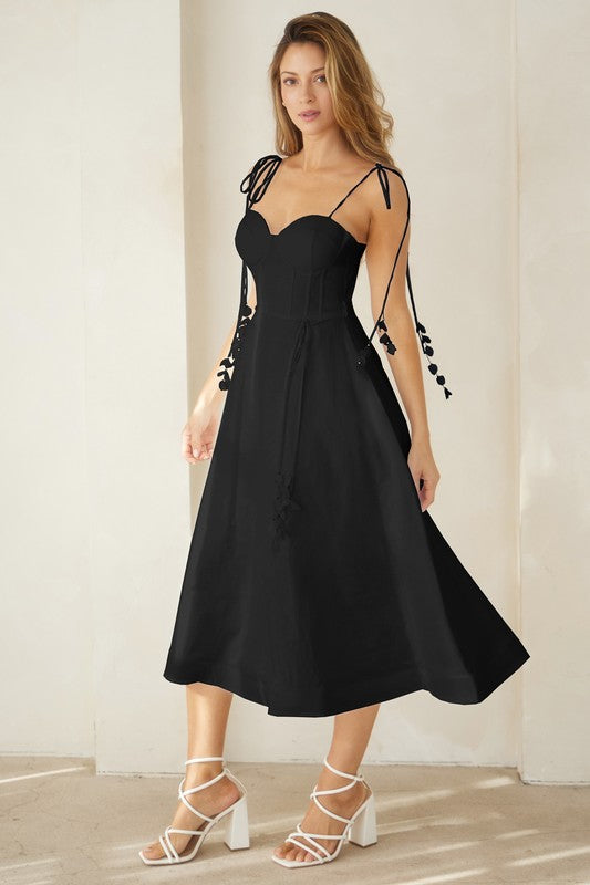 1762 Corset Black Midi Dress