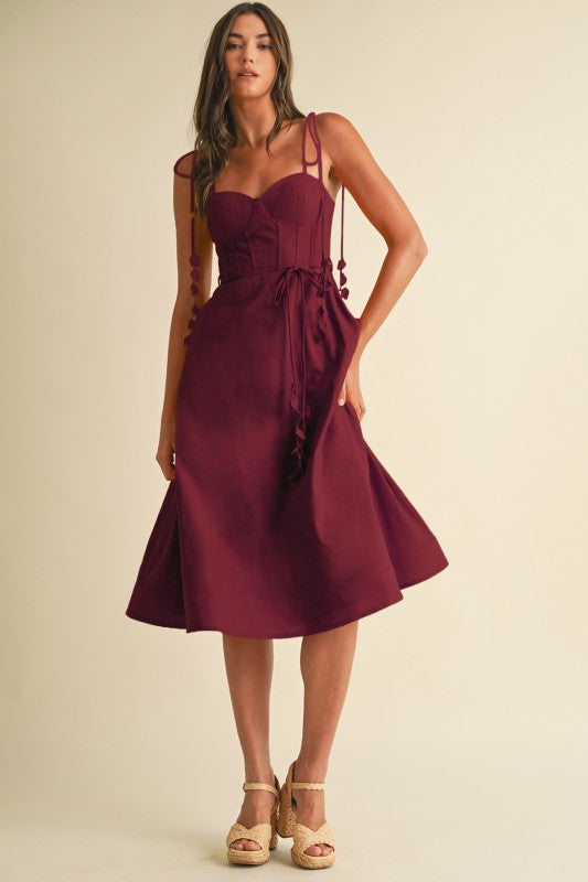 1820 Corset Midi Dress with Floral Detail