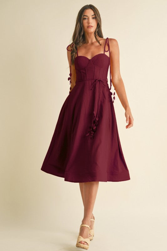 1820 Corset Midi Dress with Floral Detail