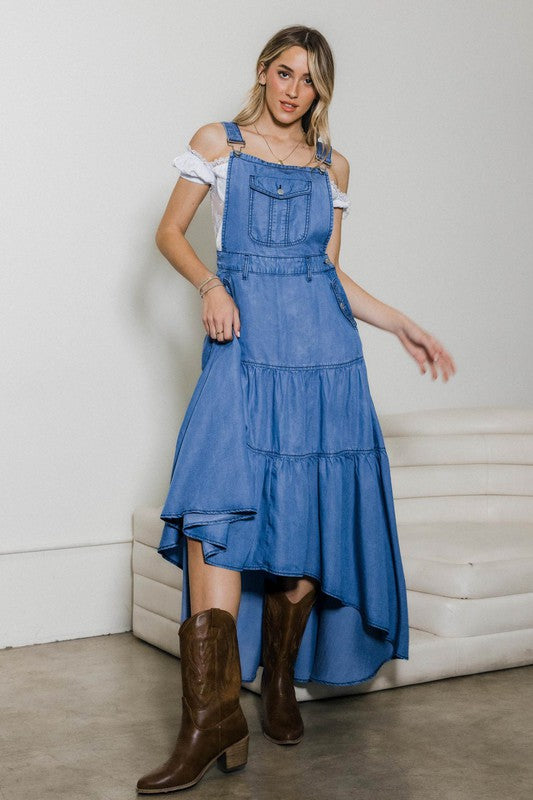 Overall High-Low Denim Dress