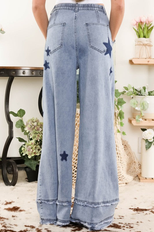 1034 Stars Wide Leg Denim Pant