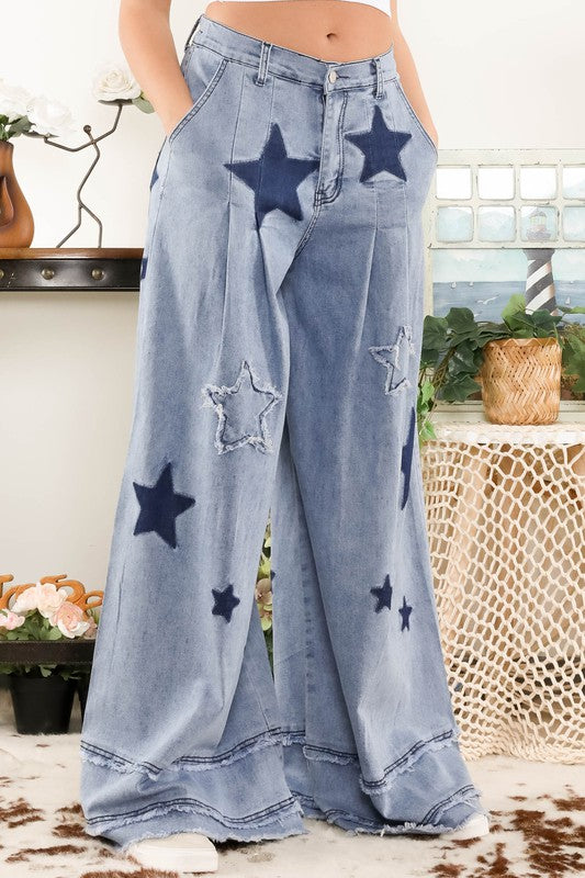 1034 Stars Wide Leg Denim Pant