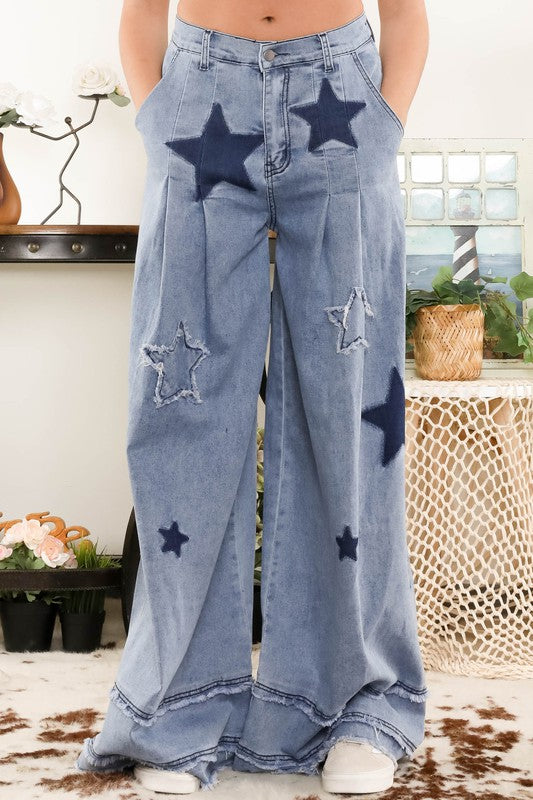 1034 Stars Wide Leg Denim Pant