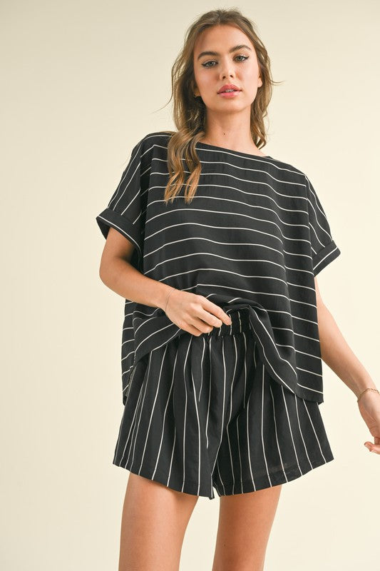 Striped Black Short Set