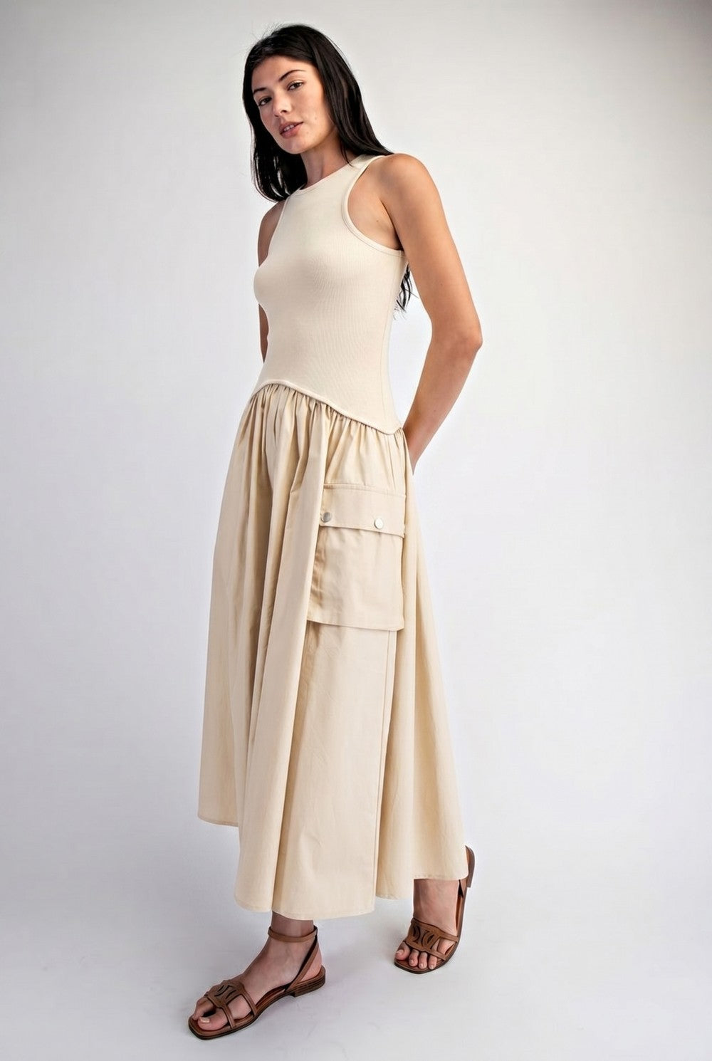 2440 Beige Cargo Dress