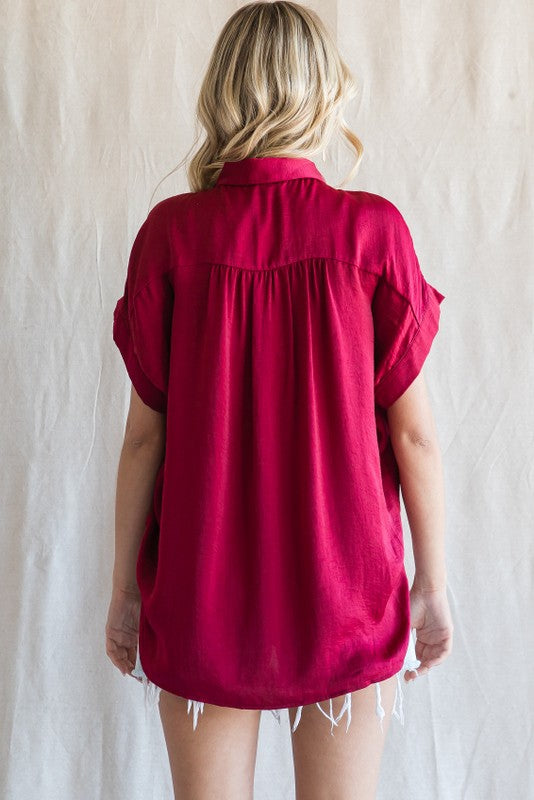 1732 Satin Button Down Shirt