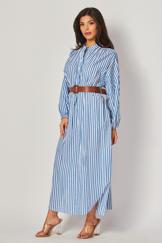 Striped Long Sleeve Maxi Dress