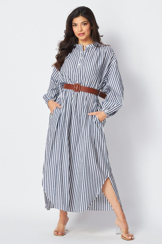 Striped Long Sleeve Maxi Dress