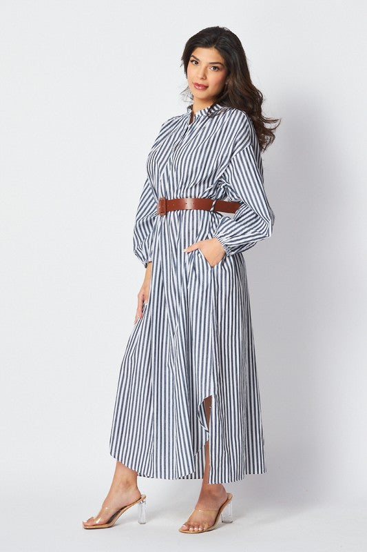 Striped Long Sleeve Maxi Dress