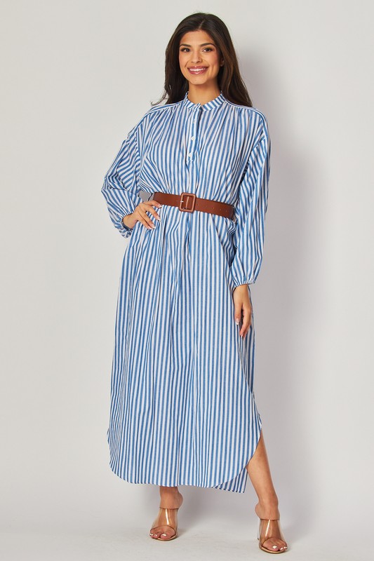 Striped Long Sleeve Maxi Dress