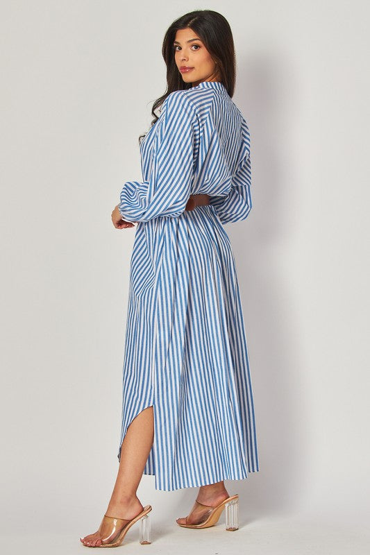 Striped Long Sleeve Maxi Dress