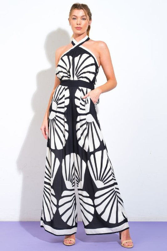 Black & White Halter Jumpsuit